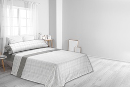 [XI100.N87.101.36.3] SÁBANA FRANELA N87 (Cama de 90cm, 36 Gris Humo, Estuche Tríptico PVC)
