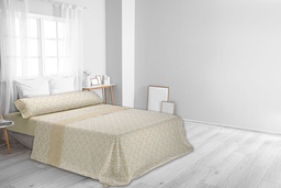 [XI100.N88.101.02.3] SÁBANA FRANELA N88 (Cama de 90cm, 02 Beige, Estuche Tríptico PVC)